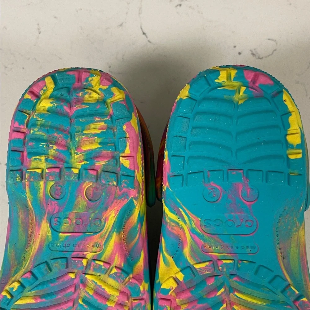 Crocs Classic Marbled Kids Clogs (207464) - Digital Aqua/Multi Size 2 Junior
